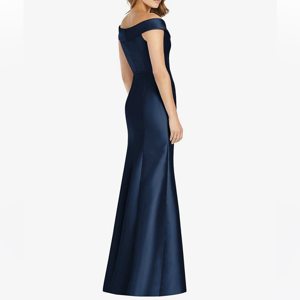 Alfred Sung D760 OFF-THE-SHOULDER TRUMPET GOWN MIDNIGHT NAVY - Picture 3 of 9